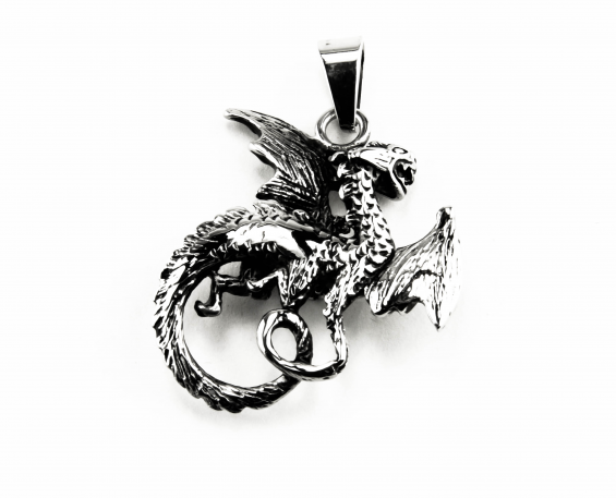 DIJE DRAGÓN DE ACERO INOXIDABLE 