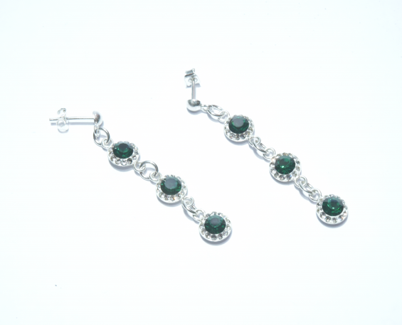 Aretes de plata rivoli con piedras verdes 
