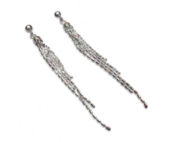 aretes cadena largos de plata