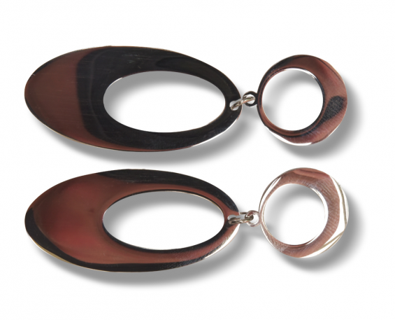 Aretes largos ovalo plateado