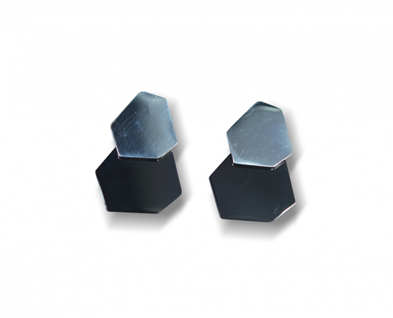 ARETES PLATA CON NEGRO