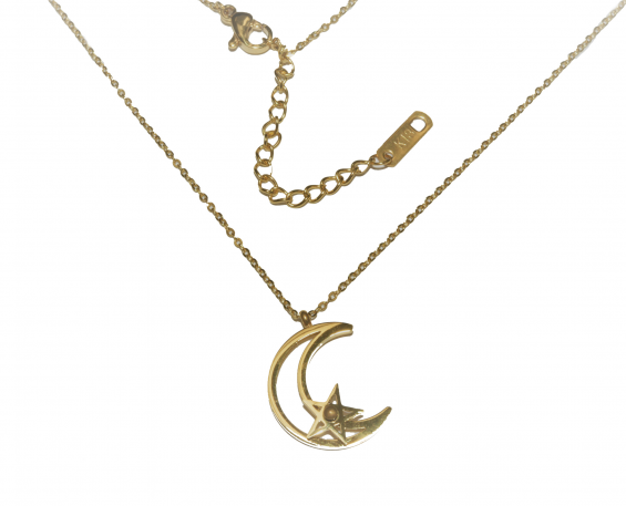 COLLAR DE LUNA Y ESTRELLA DE ACERO INOXIDABLE