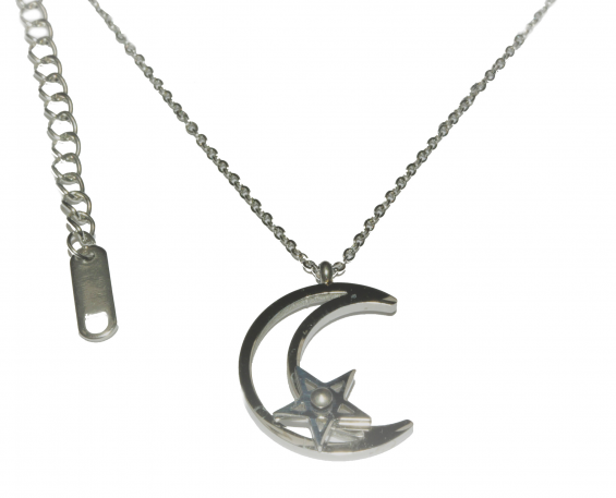 COLLAR DE LUNA Y ESTRELLA DE ACERO INOXIDABLE