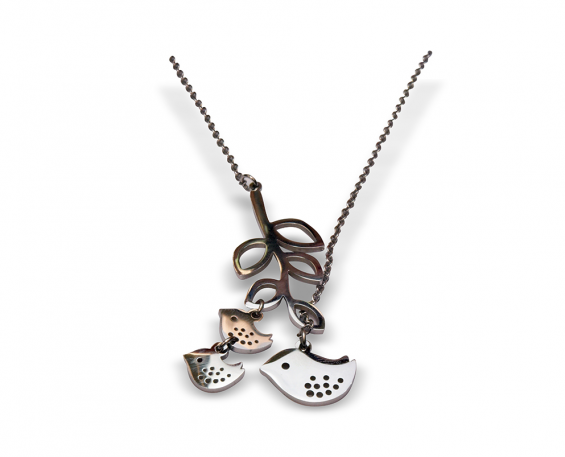 Collar Pájaros plateado