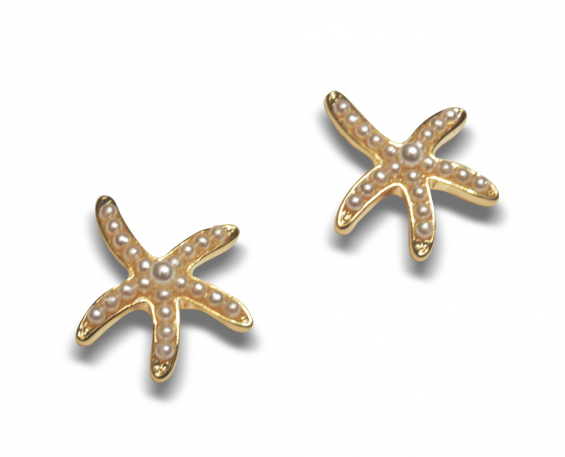 Aretes fantasía estrella de mar canela