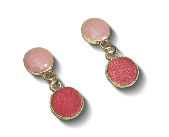 aretes de circulos rosa y rojo 