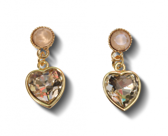 Aretes corazón de cristal 