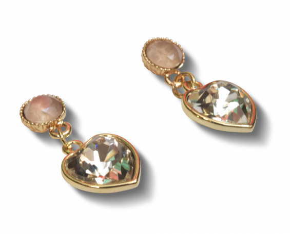 Aretes corazón de cristal 