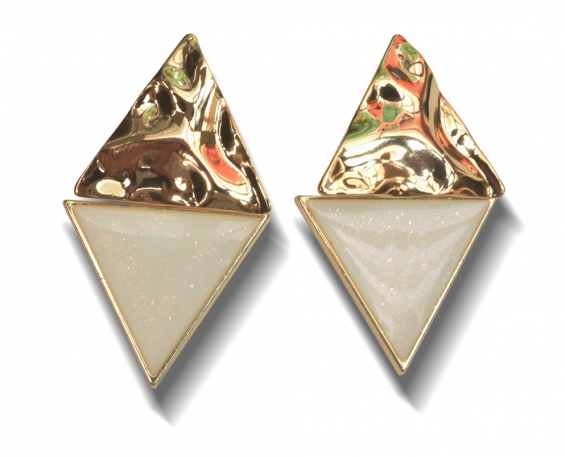 aretes fantasia triangulo blanco