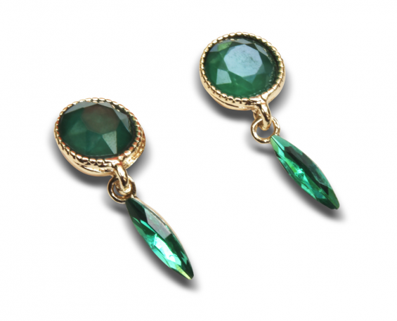 Aretes cristales verde con pendiente verde