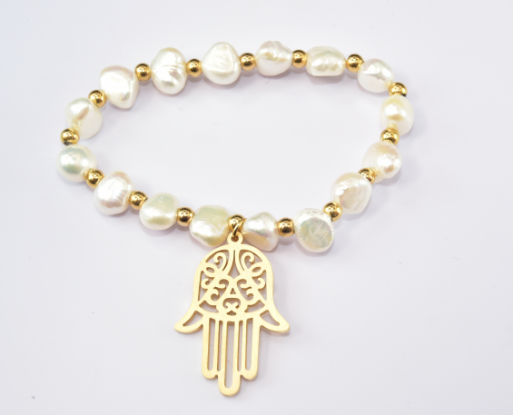 PULSERA DE CONCHA CON MANO DE FATIMA