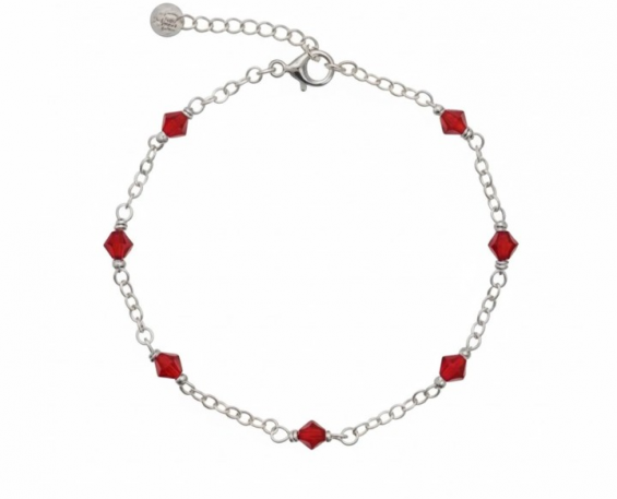  PULSERA DE PLATA CON PIEDRAS ROJAS