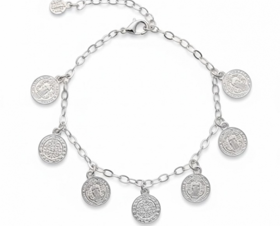  PULSERA DE PLATA CON SÍMBOLOS DE SAN BENITO