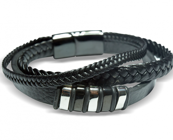 PULSERA DE PIEL CON ACERO INOXIDABLE