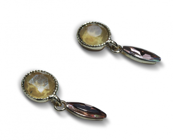 arete fantasia dorado con cristal blanco
