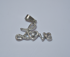 Dije de acero inoxidable de love con zirconia.