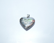 Dije de acero inoxidable plateado de corazon portaretratos