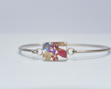 Pulsera de plata flores incrustadas