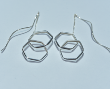 Aretes de plata hexágono 