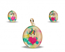 JUEGO DE UNICORNIO DIJE Y ARETES