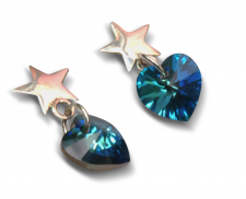 aretes de de plata y  cristal azul