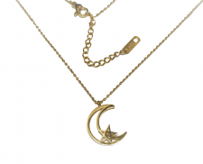 COLLAR DE LUNA Y ESTRELLA DE ACERO INOXIDABLE