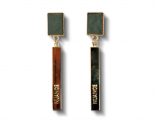aretes fantasia cuadro largo verde