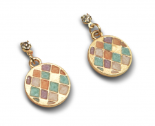 aretes circulo con rombos colores pastel 