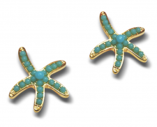 arete fantasia estrella de mar color dorado con cuencas azul