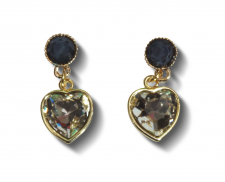 Aretes corazón cristal con circulo azul