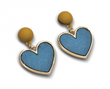 aretes corazon color azul
