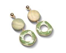 arete fantasia circulo  y aro verde olivo 