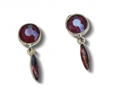 Aretes cristales morado con pendiente morado