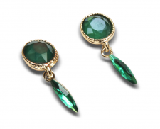 Aretes cristales verde con pendiente verde