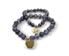 Pulsera con doble corazón azul