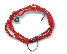 Pulsera cuencas cristal rojas con corazón 
