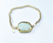PULSERA DORADA PIEDRA AZUL