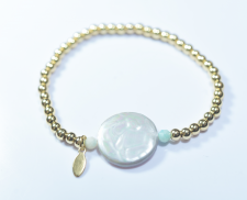 PULSERA DORADA PIEDRA PLATEADA