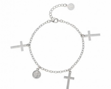  PULSERA DE PLATA CON CRUZ Y SAN BENITO