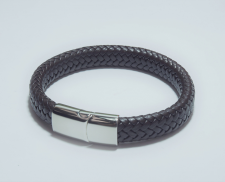 Pulsera café con broche plata
