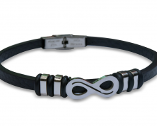 Pulsera de cuero infinito plateada