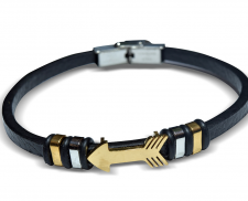 Pulsera de piel flecha dorada
