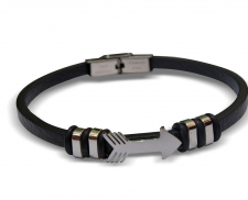 Pulsera de piel con flecha plateada