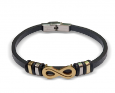 Pulsera de piel con infinito dorado 