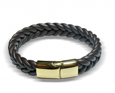 PULSERA DE PIEL TEJIDA CAFÉ