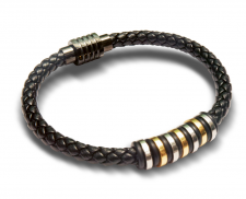 Pulsera de piel con broche dorado y plateado